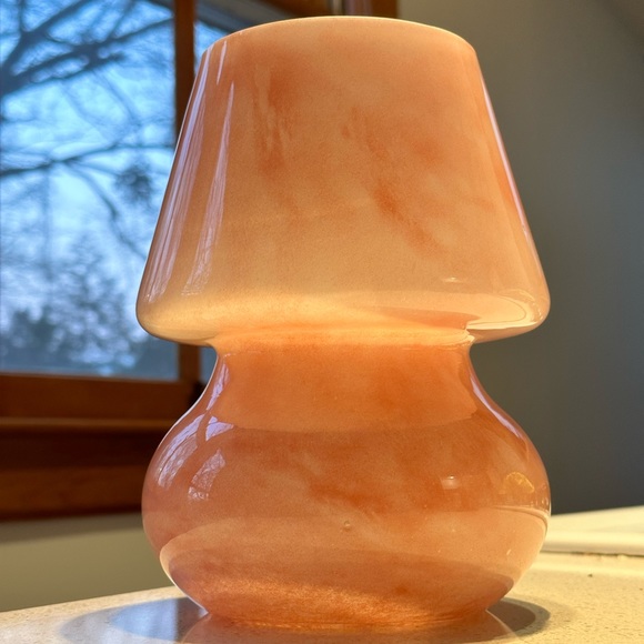 Glass Mushroom Lamp, Bedside Table Lamp, Retro Lamp, Vintage Lamp, Pink Marble - Picture 5 of 10